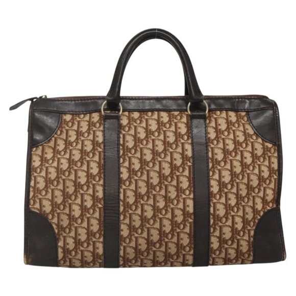 Christian Dior Trotter Canvas Hand Bag Brown Gold Auth 137848 - Picture 3 of 16